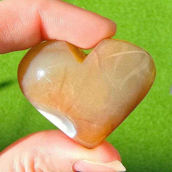 Cherry Blossom Agate Crystal Heart ✦ 41g Natural Healing Palm Stone w/ Inclusion - Picture 10 of 13